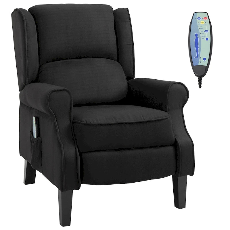 Fauteuil de relaxation massant et chauffant avec support lombaire et télécommande