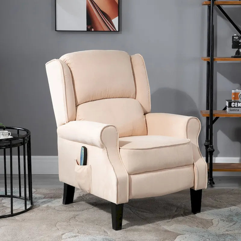 Fauteuil de relaxation massant et chauffant avec support lombaire et télécommande