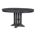 Table à manger ronde extensible avec plateau en placage de chêne et piètement en bois massif