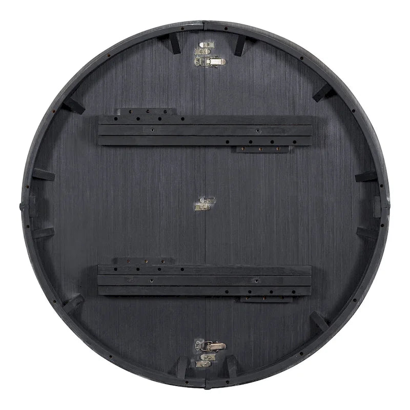 Table à manger ronde extensible avec plateau en placage de chêne et piètement en bois massif