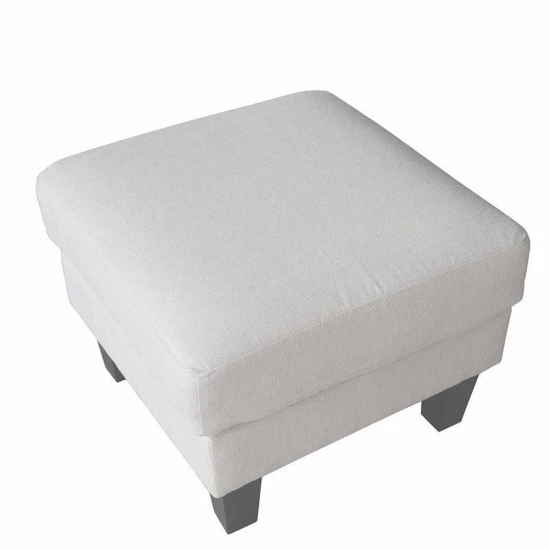 Ottoman rembourré en tissu | Repose-pieds moelleux | Gris foncé et beige | Salon et chambre à coucher