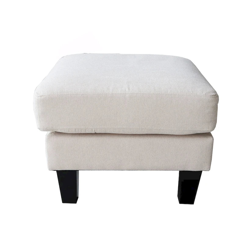 Ottoman rembourré en tissu | Repose-pieds moelleux | Gris foncé et beige | Salon et chambre à coucher