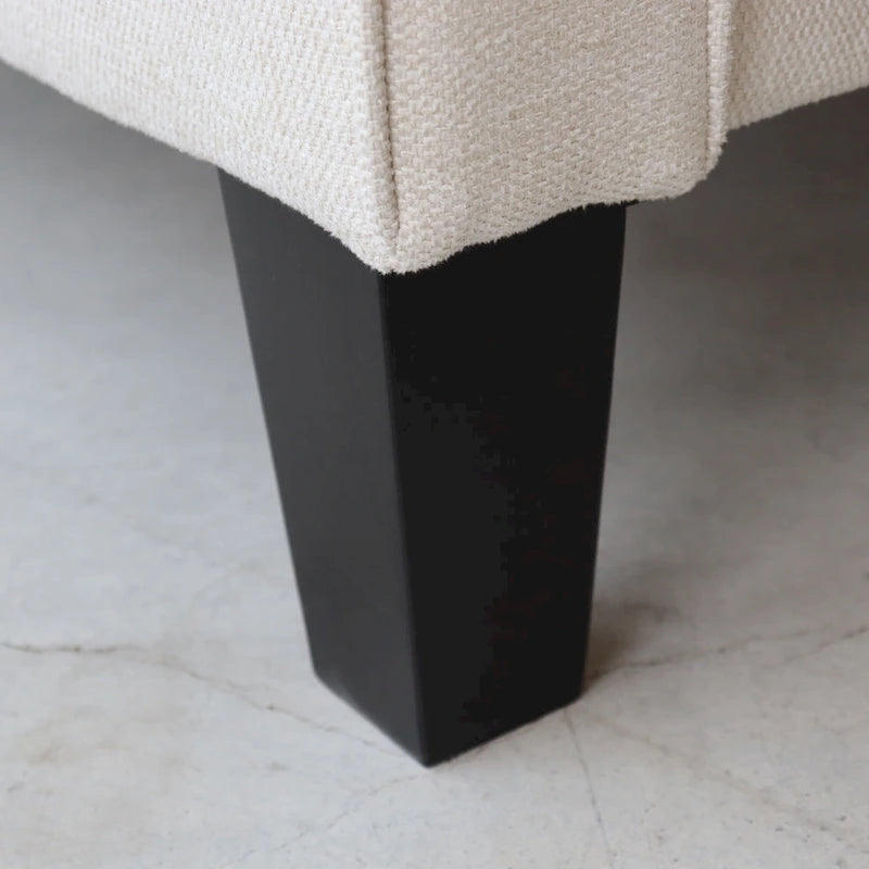 Ottoman rembourré en tissu | Repose-pieds moelleux | Gris foncé et beige | Salon et chambre à coucher