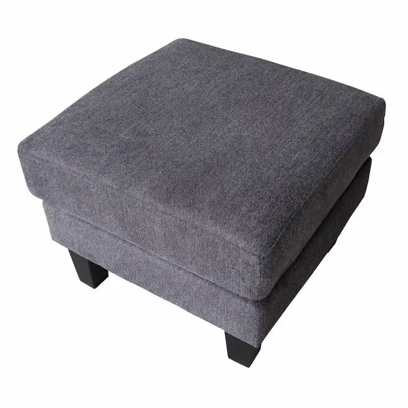 Ottoman rembourré en tissu | Repose-pieds moelleux | Gris foncé et beige | Salon et chambre à coucher