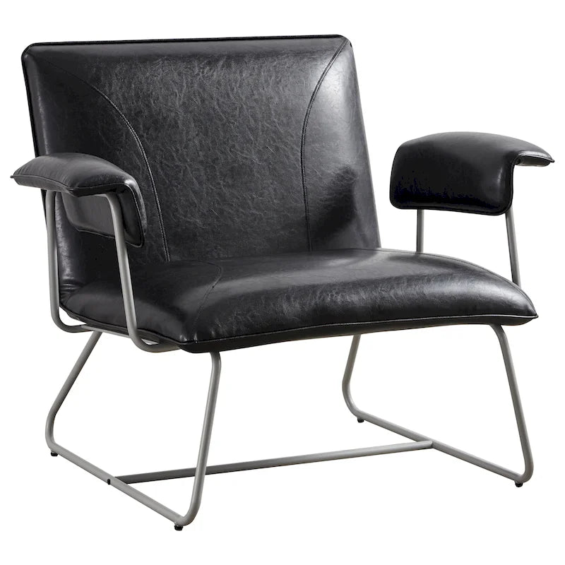 Fauteuil d'appoint en similicuir avec accoudoirs rembourrés
