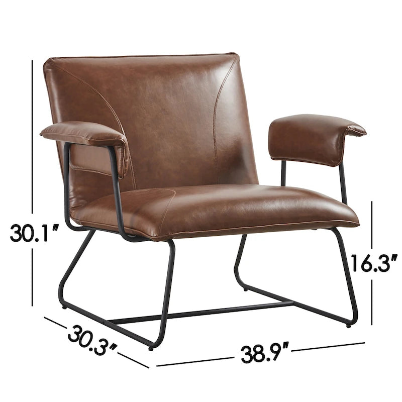Fauteuil d'appoint en similicuir avec accoudoirs rembourrés