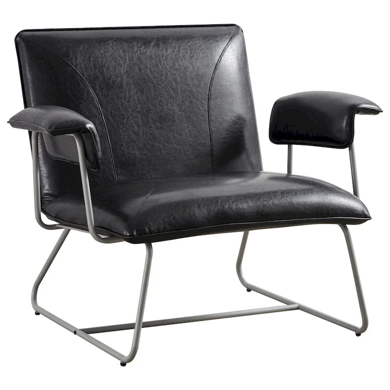 Fauteuil d'appoint en similicuir avec accoudoirs rembourrés
