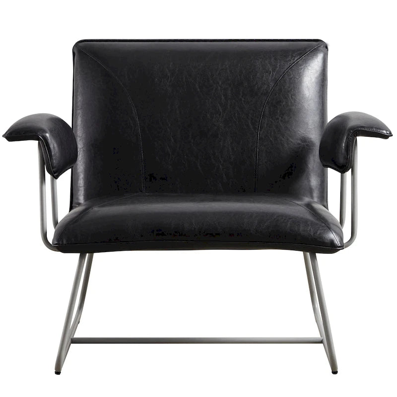 Fauteuil d'appoint en similicuir avec accoudoirs rembourrés