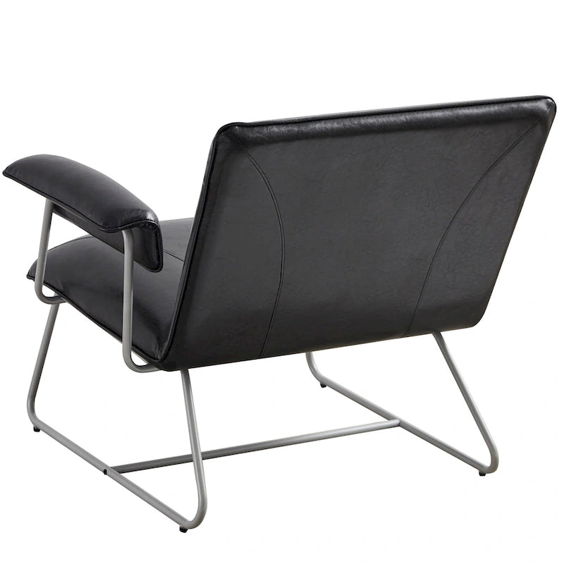 Fauteuil d'appoint en similicuir avec accoudoirs rembourrés