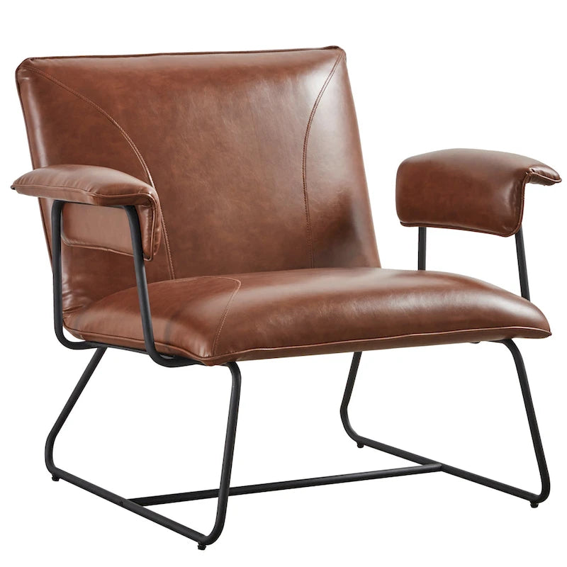 Fauteuil d'appoint en similicuir avec accoudoirs rembourrés