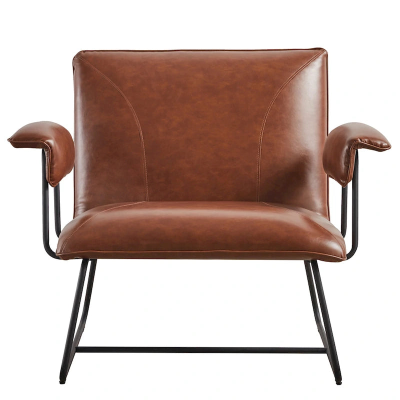 Fauteuil d'appoint en similicuir avec accoudoirs rembourrés