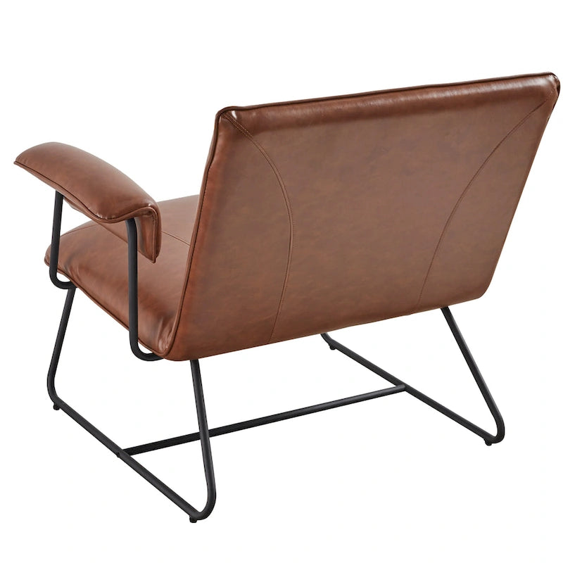 Fauteuil d'appoint en similicuir avec accoudoirs rembourrés