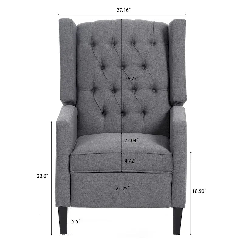 Fauteuil inclinable manuel à dossier haut avec pieds en bois massif