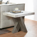 Table d'appoint en bois recyclé avec plateau en stratifié effet béton