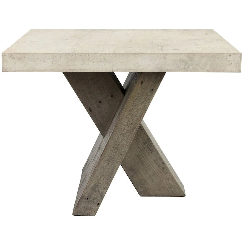 Table d'appoint en bois recyclé avec plateau en stratifié effet béton