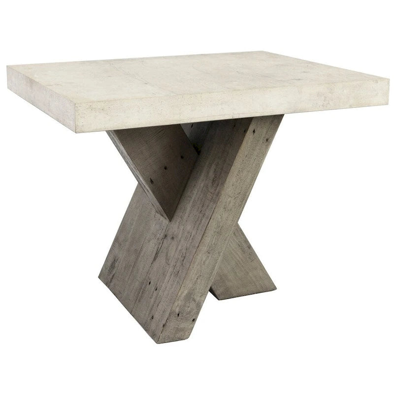 Table d'appoint en bois recyclé avec plateau en stratifié effet béton