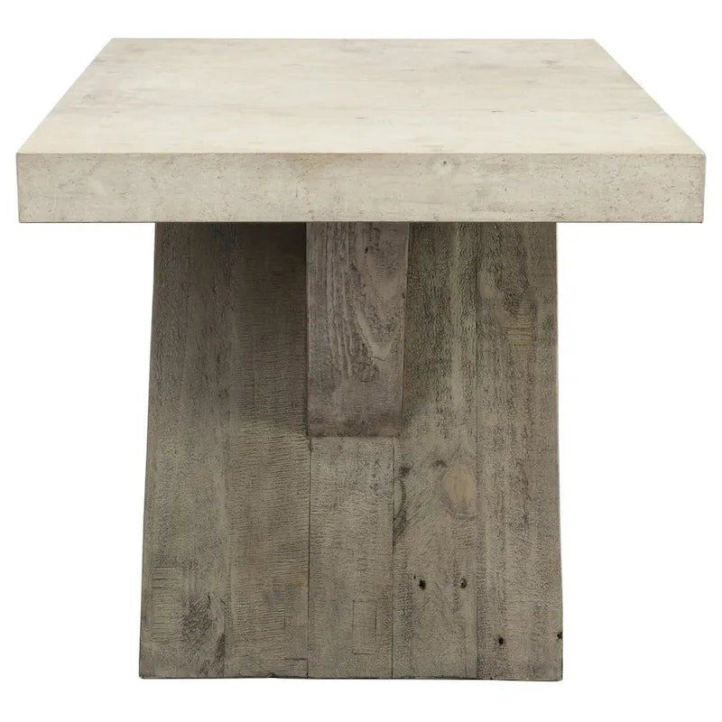 Table d'appoint en bois recyclé avec plateau en stratifié effet béton