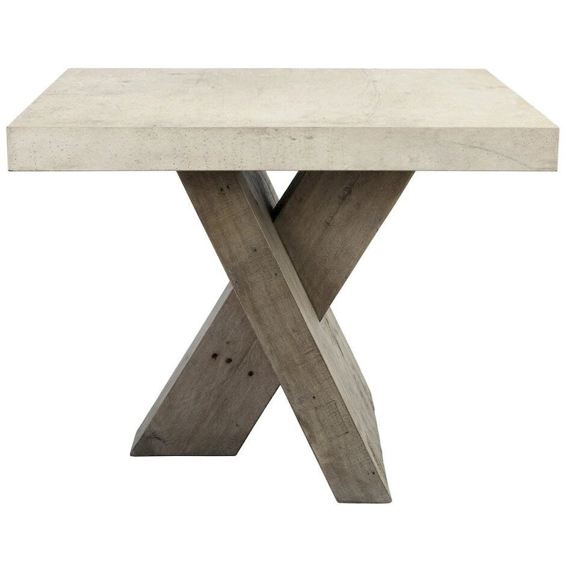 Table d'appoint en bois recyclé avec plateau en stratifié effet béton