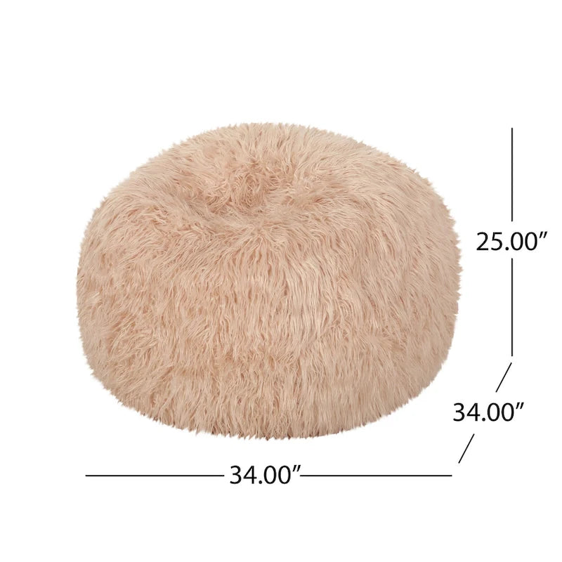 Pouf en fausse fourrure Modern Glam avec housse amovible et rembourrage en mousse haute densité
