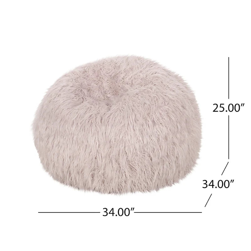 Pouf en fausse fourrure Modern Glam avec housse amovible et rembourrage en mousse haute densité