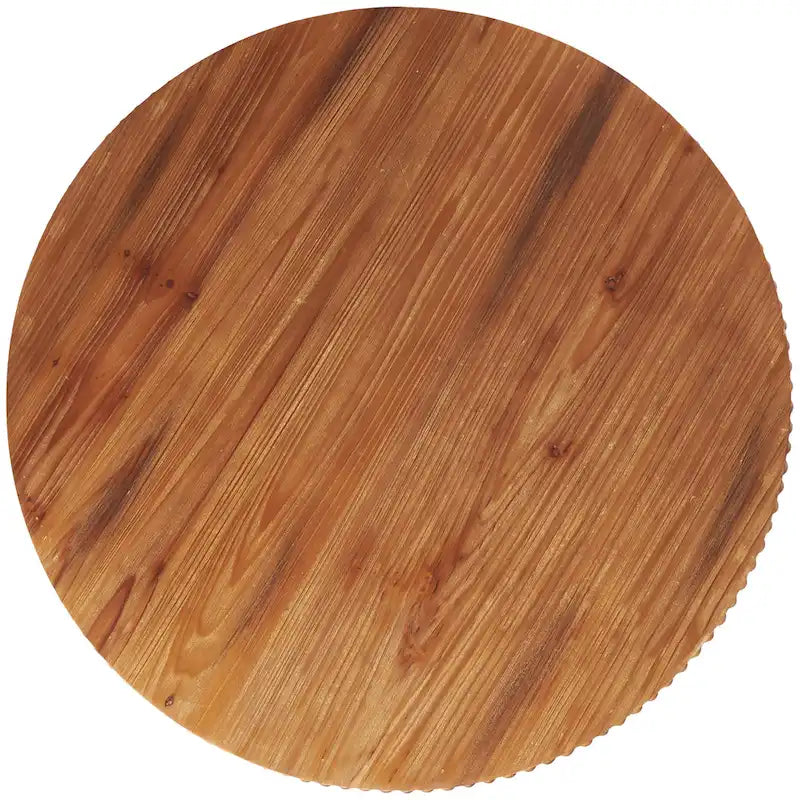 Table basse ronde en bois avec piètement en X en fer noir, couleur marron
