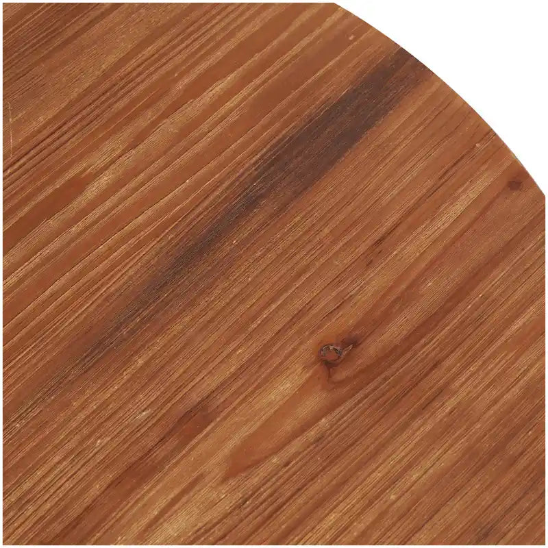 Table basse ronde en bois avec piètement en X en fer noir, couleur marron
