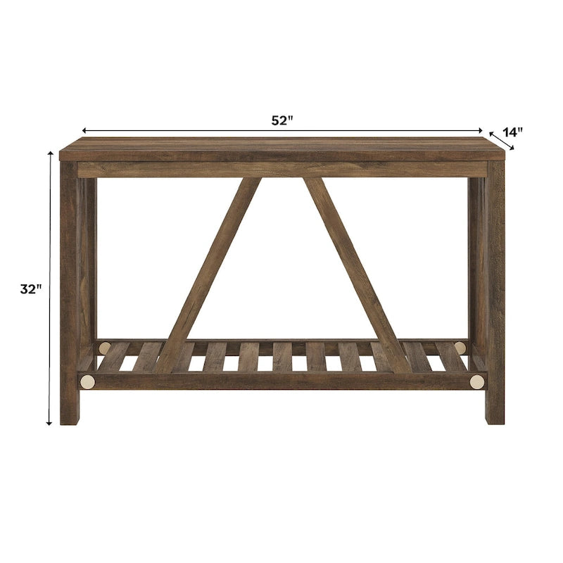 Console en A avec étagère à lattes | Table d'entrée rustique style ferme