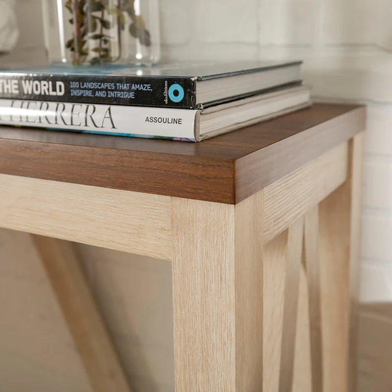 Console en A avec étagère à lattes | Table d'entrée rustique style ferme