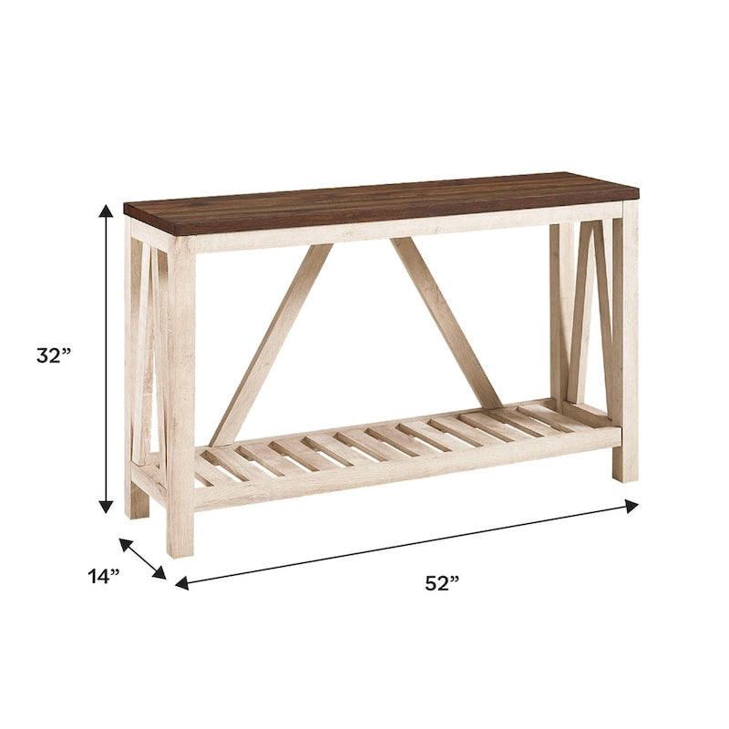 Console en A avec étagère à lattes | Table d'entrée rustique style ferme
