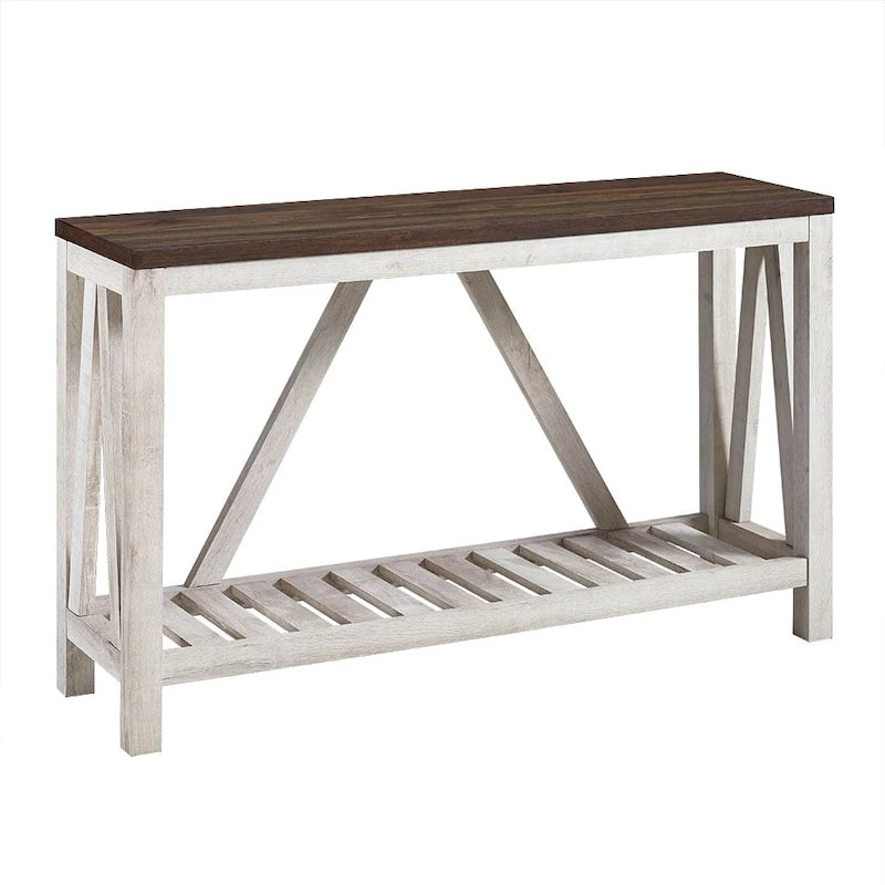 Console en A avec étagère à lattes | Table d'entrée rustique style ferme