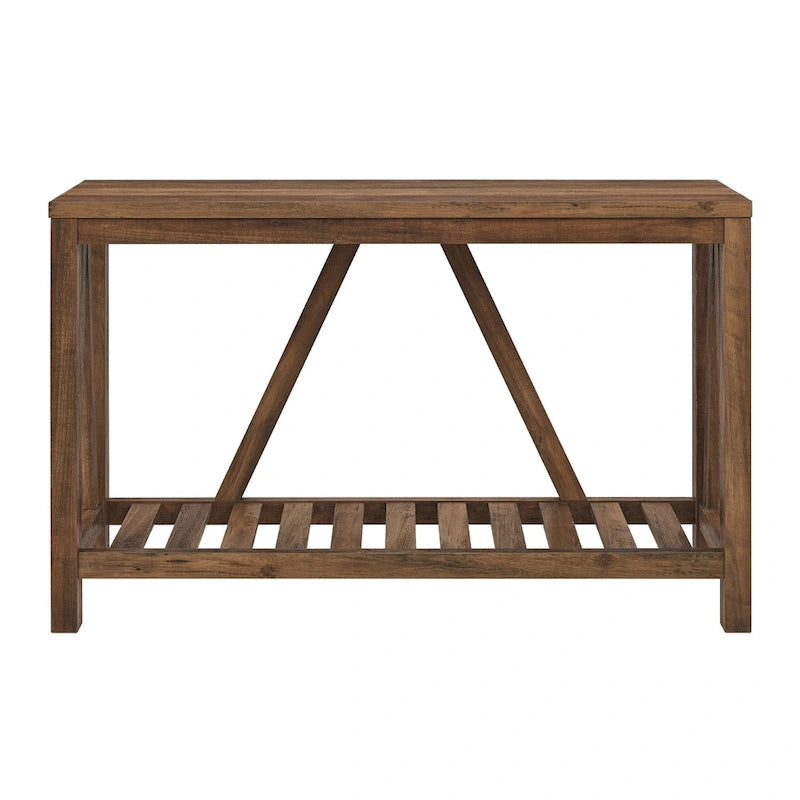 Console en A avec étagère à lattes | Table d'entrée rustique style ferme