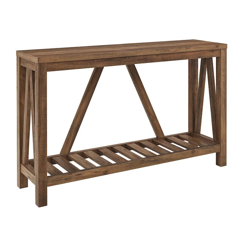 Console en A avec étagère à lattes | Table d'entrée rustique style ferme