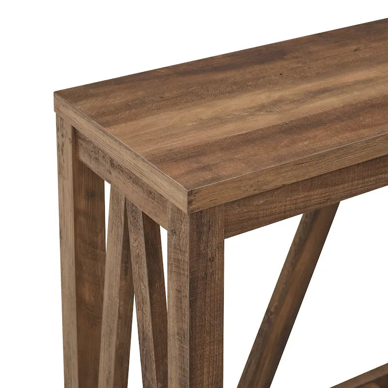 Console en A avec étagère à lattes | Table d'entrée rustique style ferme
