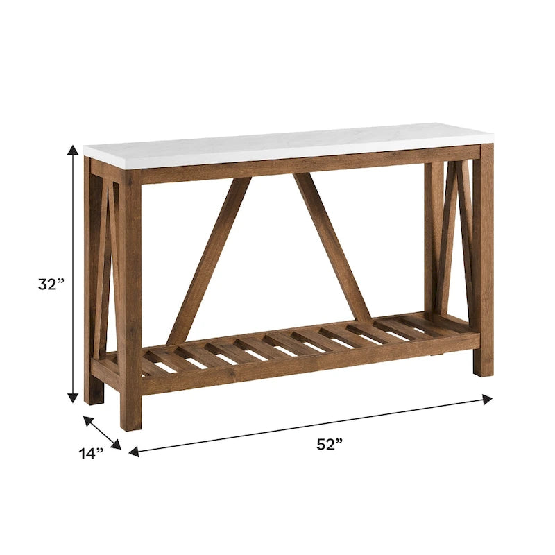 Console en A avec étagère à lattes | Table d'entrée rustique style ferme