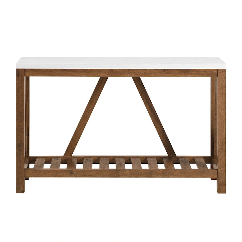 Console en A avec étagère à lattes | Table d'entrée rustique style ferme
