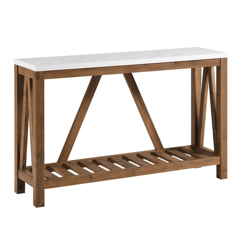 Console en A avec étagère à lattes | Table d'entrée rustique style ferme