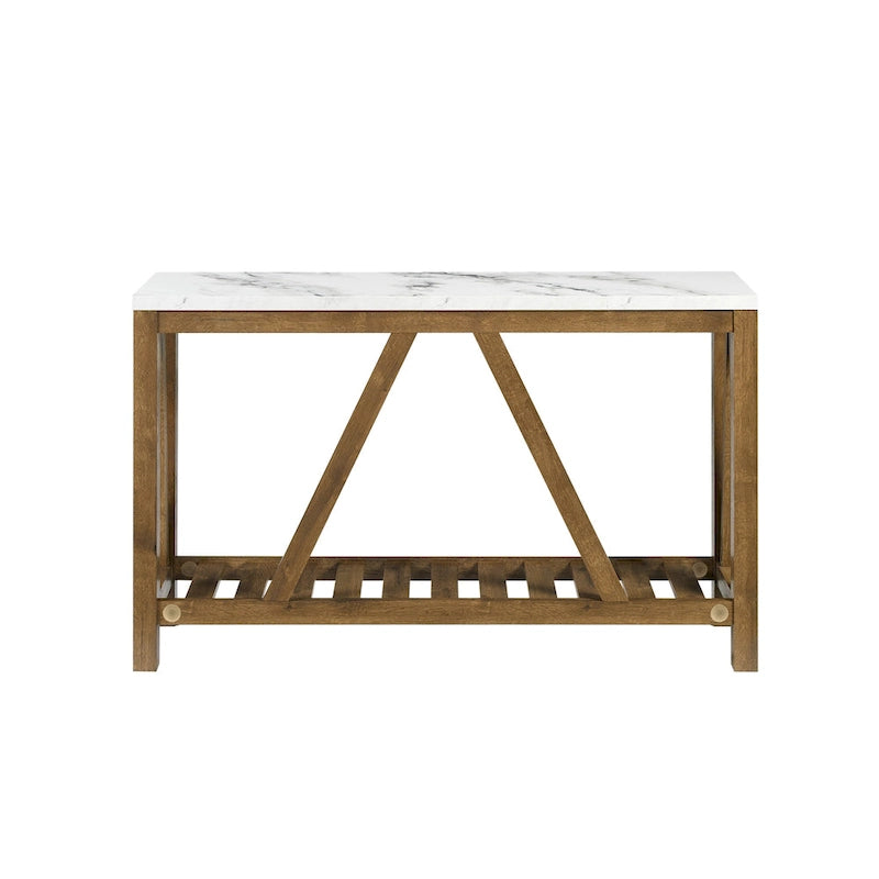 Console en A avec étagère à lattes | Table d'entrée rustique style ferme
