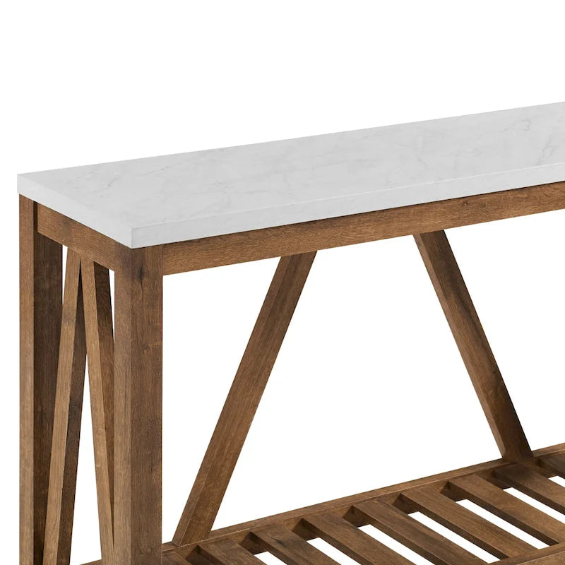 Console en A avec étagère à lattes | Table d'entrée rustique style ferme