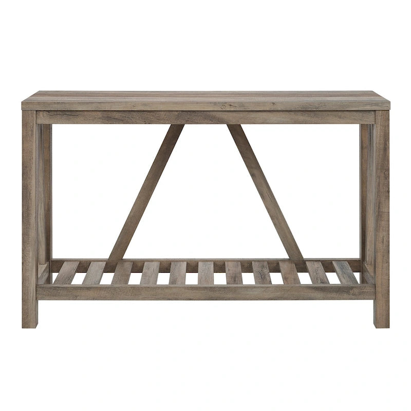Console en A avec étagère à lattes | Table d'entrée rustique style ferme