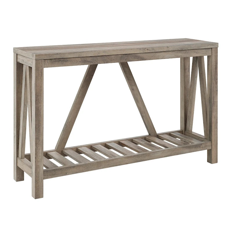 Console en A avec étagère à lattes | Table d'entrée rustique style ferme