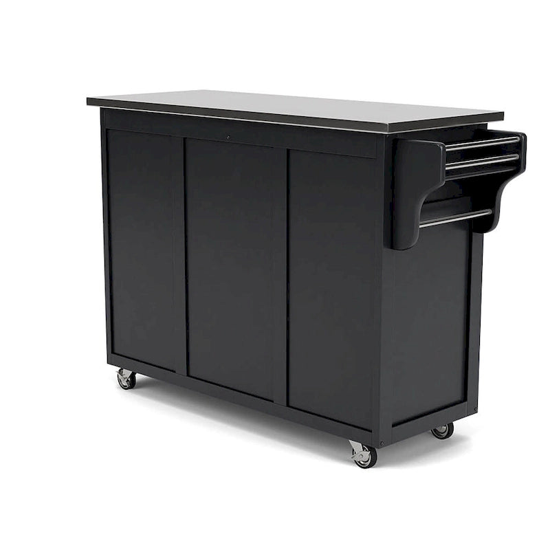 Desserte de cuisine mobile avec plateau en acier inoxydable et armoire de rangement