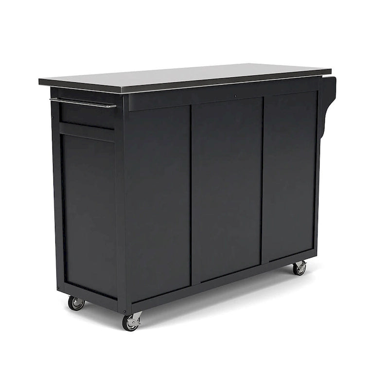 Desserte de cuisine mobile avec plateau en acier inoxydable et armoire de rangement