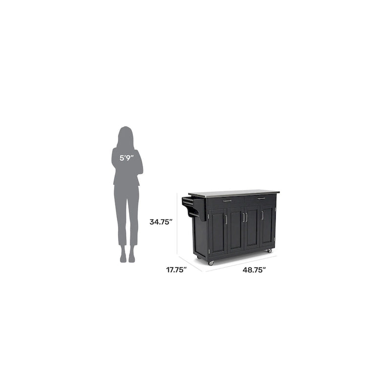 Desserte de cuisine mobile avec plateau en acier inoxydable et armoire de rangement