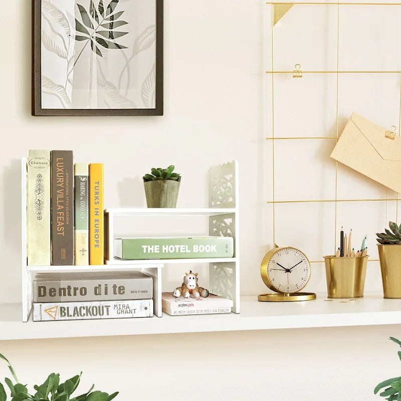 Organisateur de bureau en bois à 3 compartiments réglables style rétro