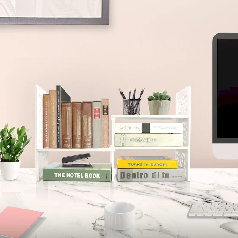 Organisateur de bureau en bois à 3 compartiments réglables style rétro
