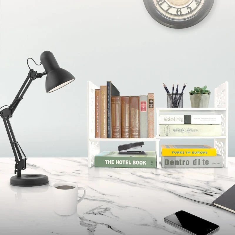 Organisateur de bureau en bois à 3 compartiments réglables style rétro