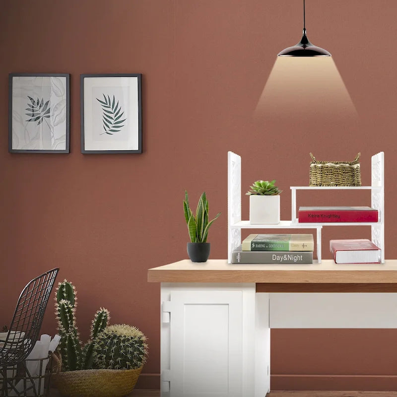 Organisateur de bureau en bois à 3 compartiments réglables style rétro