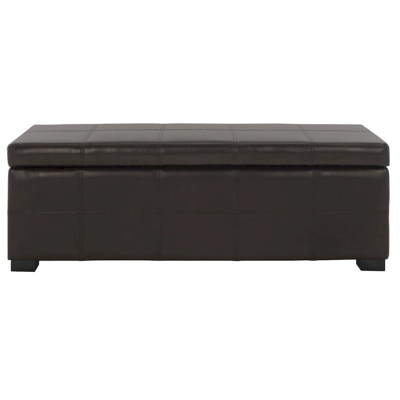 Banc de rangement en cuir bycast | Assise et rangement | Structure en bouleau | Marron, noir et crème