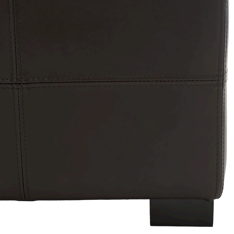 Banc de rangement en cuir bycast | Assise et rangement | Structure en bouleau | Marron, noir et crème