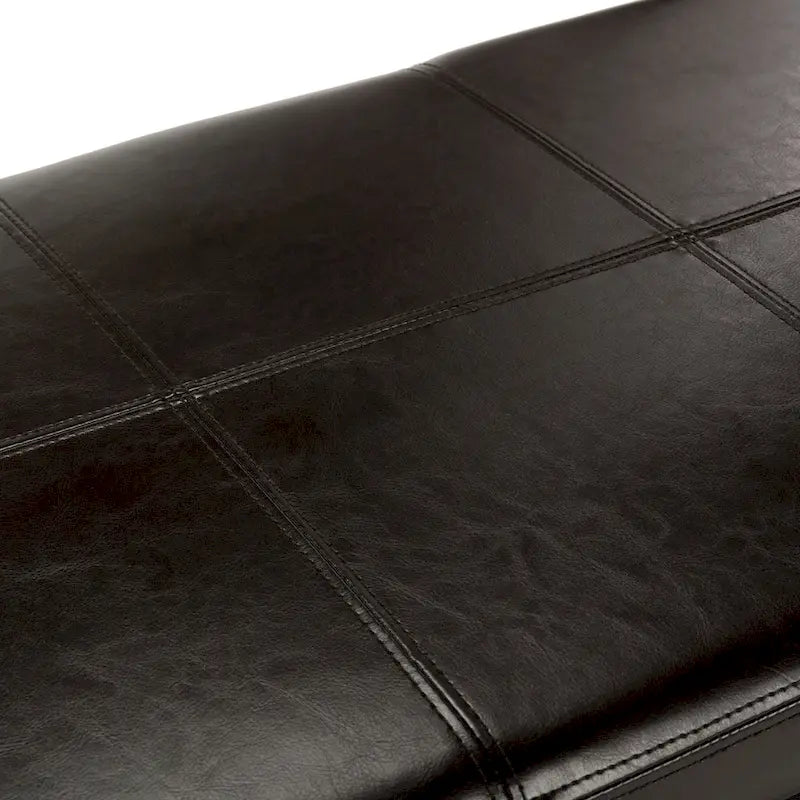 Banc de rangement en cuir bycast | Assise et rangement | Structure en bouleau | Marron, noir et crème